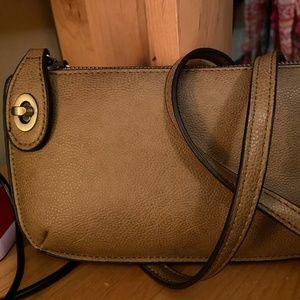 Joy Susan Leather Crossbody/Wristlet Brown